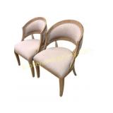 Pair of Contemporary Linen Barrel Back Chairs