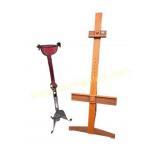 Vintage Oak Studio Art Easel & Iron Pot Stan