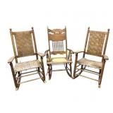 Three Wooden Rocking Chairs