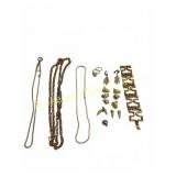 Gold Tone Jewelry Lot With Chains and Charms