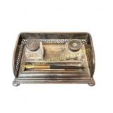 Vintage Sheffield Silver Plate Desk Inkstand