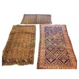 Three Antique Persian Tribal Wool Area Rugs
