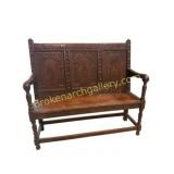 Antique Jacobean Style Carved Oak Settle