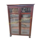 Antique Arts & Crafts Leaded Glass Bookcase