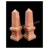 Pair Reuge Marble Obelisks