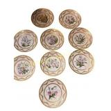 9 Hand-Painted Porcelain Orchid Plates by Schopp