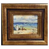 Impressionist Style Painting with Figures on Beach