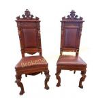 Pair French Renaissance Carved Walnut Chairs