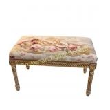 French Style Gilt Tapestry Upholstered Bench