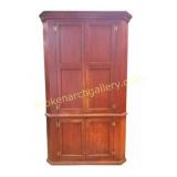 Antique American Heart Pine Red Corner Cupboard