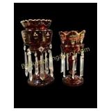 Victorian Bohemian Glass Lusters