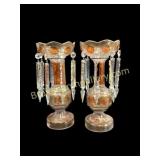 Pair Bohemian Glass Mantle Lusters