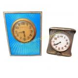 Sterling Guilloche Enamel & 8-Day Desk Clocks