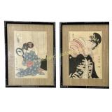 Two Framed Kitagawa Utamaro Woodblocks