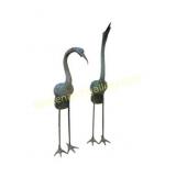 Pair of Verdigris Metal Crane Garden Statues