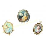 Three Antique Hand-Painted Miniature Portraits