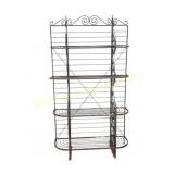 Vintage Wrought Iron Scrollwork 4 Tier Bakers Rack