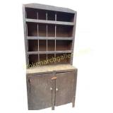 Antique Primitive Painted Step-Back Cupboard
