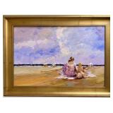 Mother and Children at Beach, Jacques Deveau