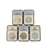 5 Morgan Silver Dollars
