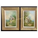 Two Framed Courting Scenes