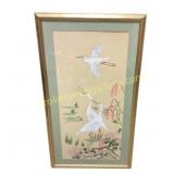 Framed Traditional Crane Artwork
