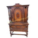 Jacobean Revival Carved Oak Cabinet