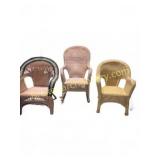 Two Wicker Armchairs and One Rocking W