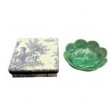 Green Ceramic Plate with Decorative Box