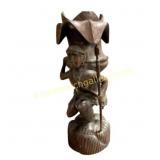 Hand-Carved Wooden Tribal Sculpture