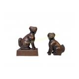 Pair of Japanese Carved Wood Foxes