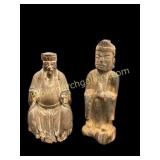 Two Japanese Wood Carved Figures
