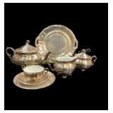 Vintage Pirkenhammer Silver Overlay Tea Set