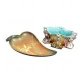 Art Nouveau Ceramic Dish and Roseville Platter.