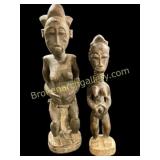Two Hand Carved Baule Tribal Statues