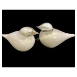 Pair Granilla Blown Glass Birds