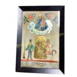 Framed Glass Painting with Religious Imagery