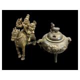 Japanese Incense Burner, Brass Horse and Rider