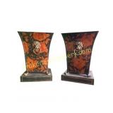 Pair of Tole Floral Cachepots