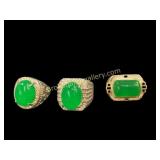 Three Menï¿½s Translucent Jade Stone Rings