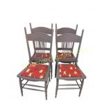 Set of 4 Pressed-Back Oak Side Chairs
