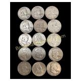 15 Ben Franklin Half Dollar Coins