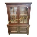 Carved Oak Bookcase Cabinet