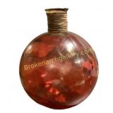 Red Iridescent Glass Decorative Vase