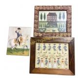 Three Framed Folk Art Prints