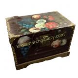 Floral-Decorated Wooden Chest