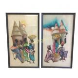 Framed Pair of Signed African Paintings