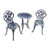 Cast Iron Patio Bistro Set with Rose Motif