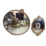 Two Framed Round Mirrors