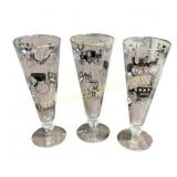 Three Glass Goblets with Carriage Motif